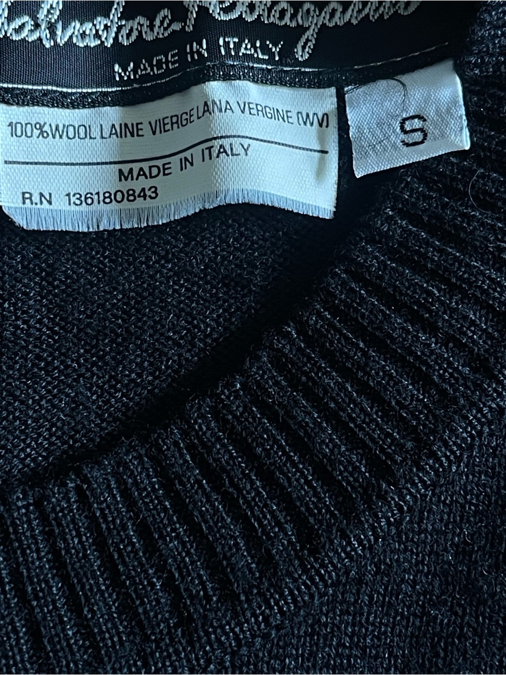 Vintage Salvatore Ferragamo Black Virgin Wool Top S Gold Gancini Buttons - Picture 7 of 10